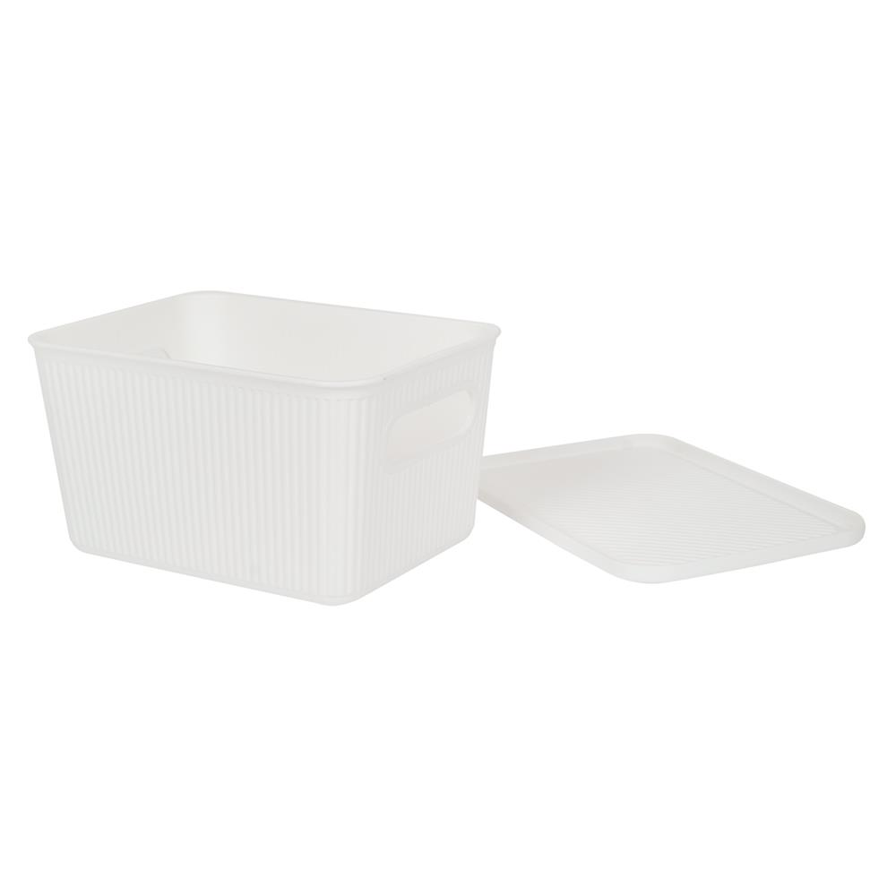 กล่องจัดเก็บผ้ามีฝา PLIM ZAYLEE SIZE S สีขาว