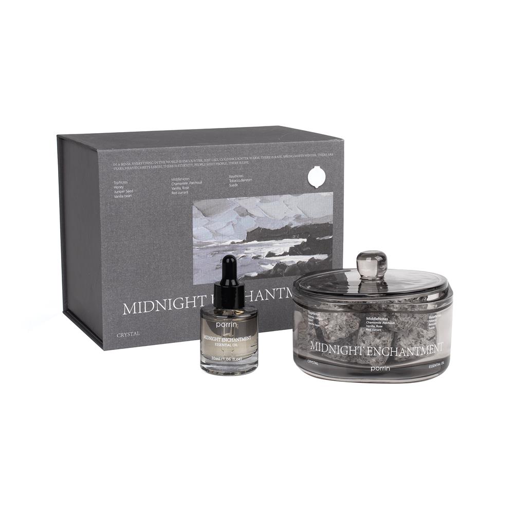 ชุดหินอโรม่าพร้อมน้ำหอม PORRIN 500 กรัม + 30 มล. MIDNIGHT ENCHANTMENT
