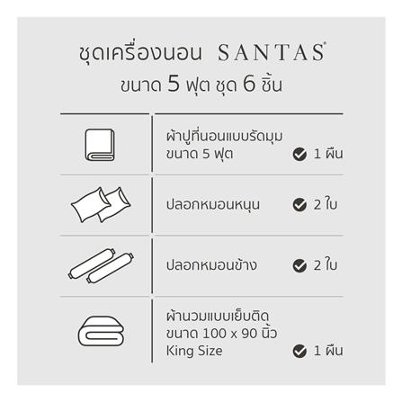 ชุดผ้าปูที่นอน 5 ฟุต (ชุด 6 ชิ้น) SANTAS COTTON USA IRENIC LK_6