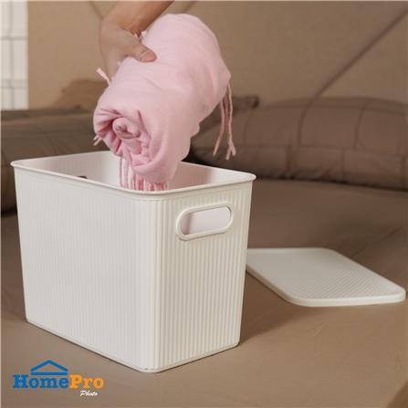 กล่องจัดเก็บผ้ามีฝา PLIM ZAYLEE SIZE L สีขาว_6