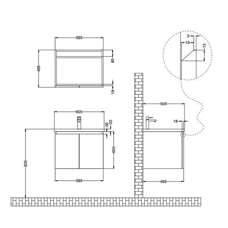 อ่างเคาน์เตอร์ HAFELE 495.60.871 สีขาว-โอ๊ค_3