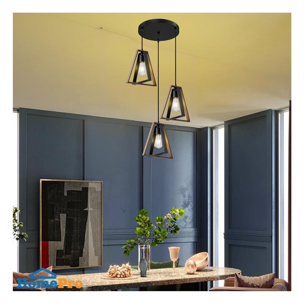 ไฟช่อ NEOLIGHT 506-3BK-WD สีดำ/น้ำตาล 3 หัว