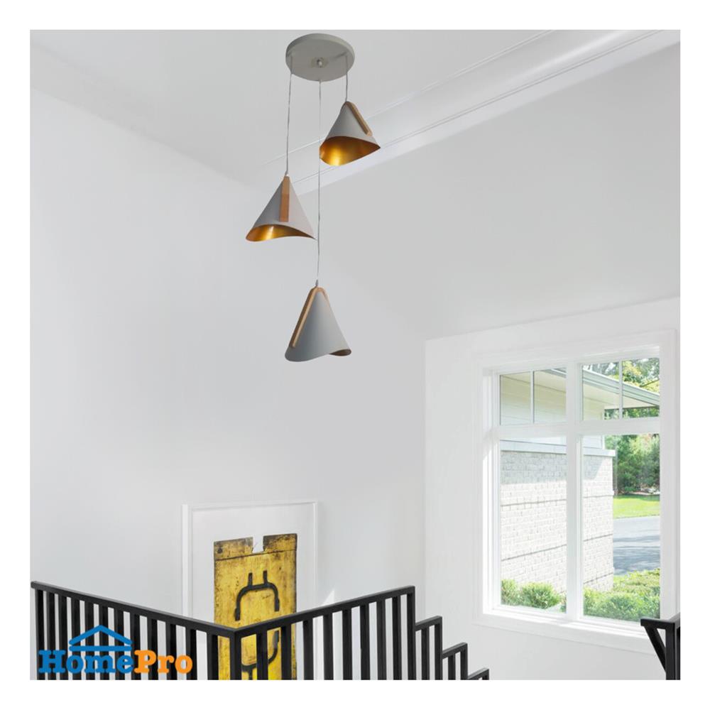 ไฟช่อ NEOLIGHT 507-3WH-WD สีขาว/ทอง/ไม้ 3 หัว