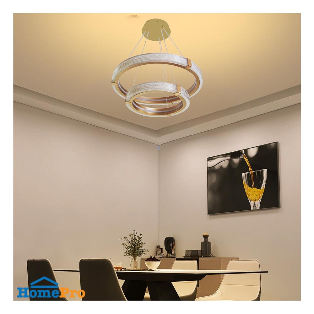 ไฟช่อ LED NEOLIGHT 1084-600+400 60 วัตต์ COOL WHITE สีทอง/ใส 2 หัว