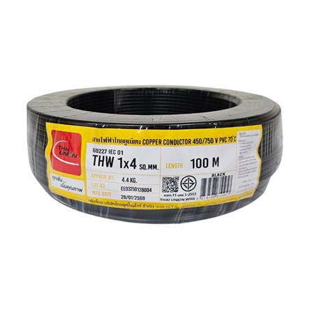 สายไฟ THW IEC01 THAIUNION 1X4 ตร.มม. 100 ม. สีดำ_0