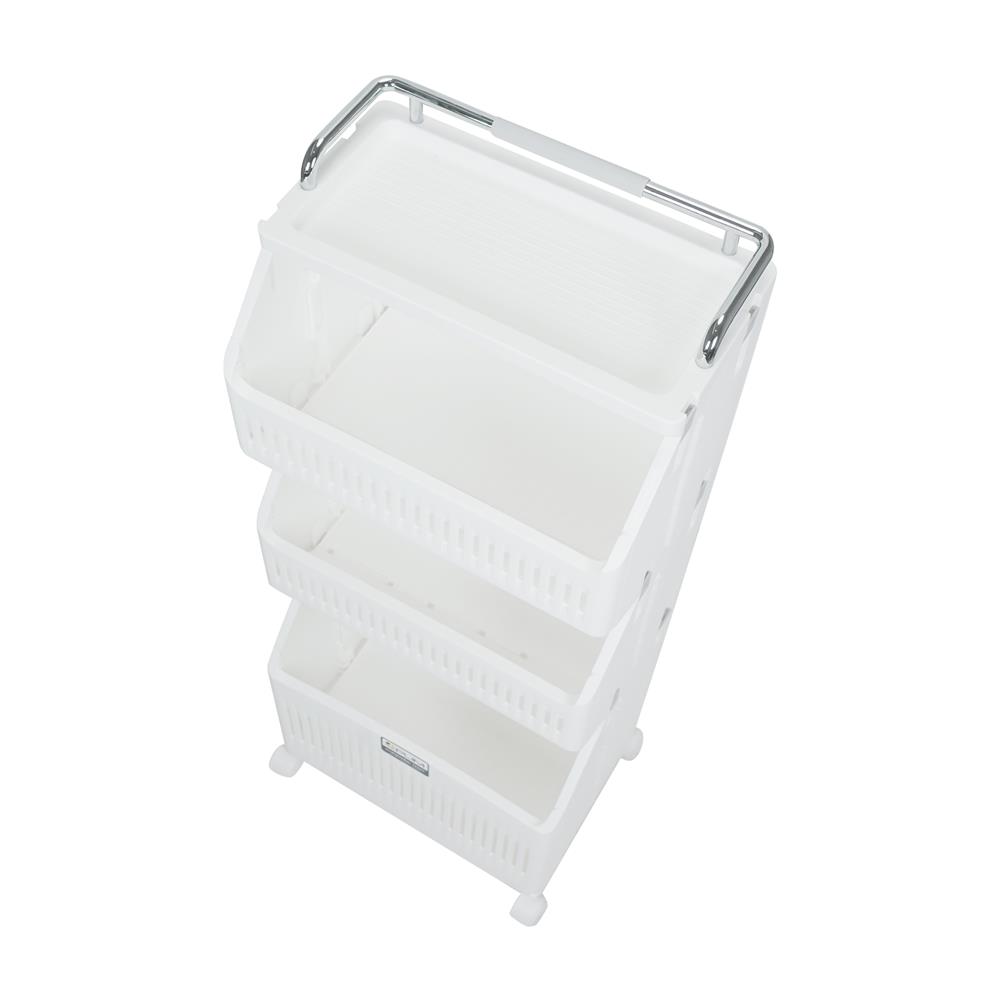 ตะกร้าผ้าเหลี่ยมมีล้อ 3 ชั้น PLIM TESSA สีขาว