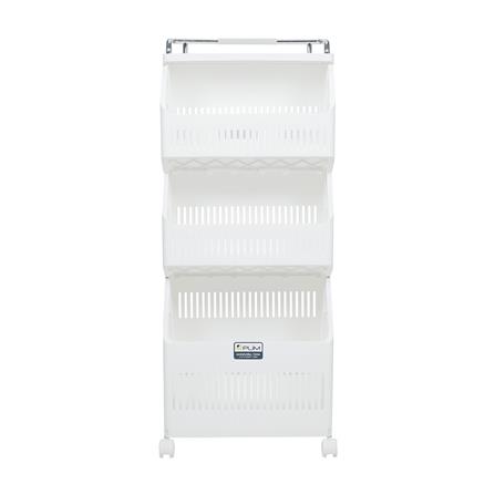 ตะกร้าผ้าเหลี่ยมมีล้อ 3 ชั้น PLIM TESSA สีขาว_2