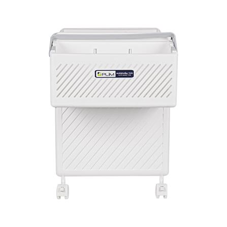 ตะกร้าผ้าเหลี่ยมมีล้อ PLIM TORI สีขาว_2