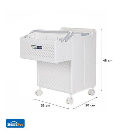 ตะกร้าผ้าเหลี่ยมมีล้อ PLIM TORI สีขาว_8