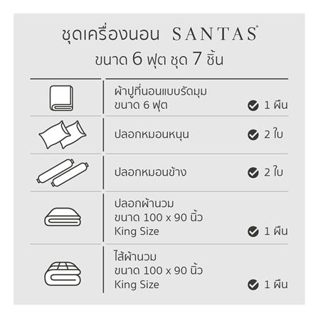 ชุดผ้าปูที่นอน 6 ฟุต (ชุด 7 ชิ้น) SANTAS COTTON USA DAINTY NA_7