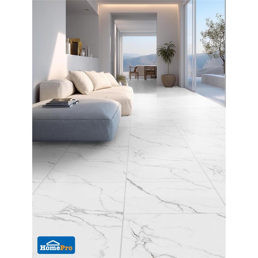 กระเบื้องพื้นพอร์ซเลน 60x60 ซม. TARA ฮาริส ไวท์ A 1.44 ตร.ม.