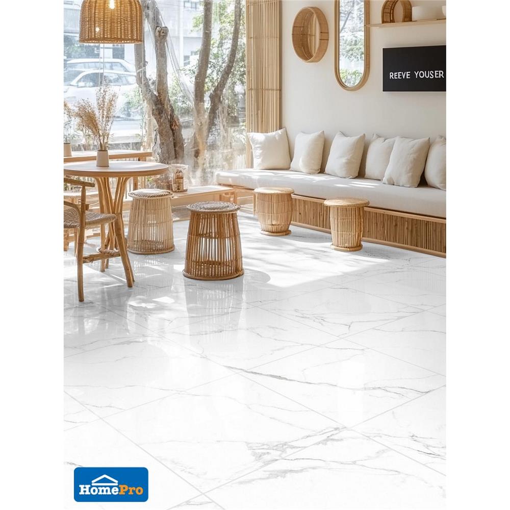 กระเบื้องพื้นพอร์ซเลน 60x60 ซม. TARA ฮาริส ไวท์ A 1.44 ตร.ม.