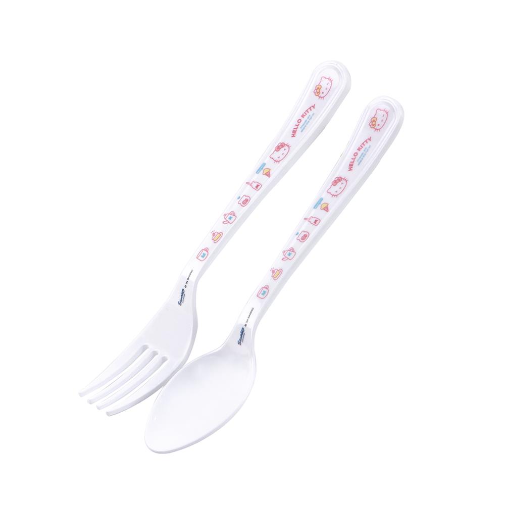 ชุดช้อนส้อมเมลามีนเล็ก SUPERWARE KITTY POP FACE (ชุด 2 ชิ้น)