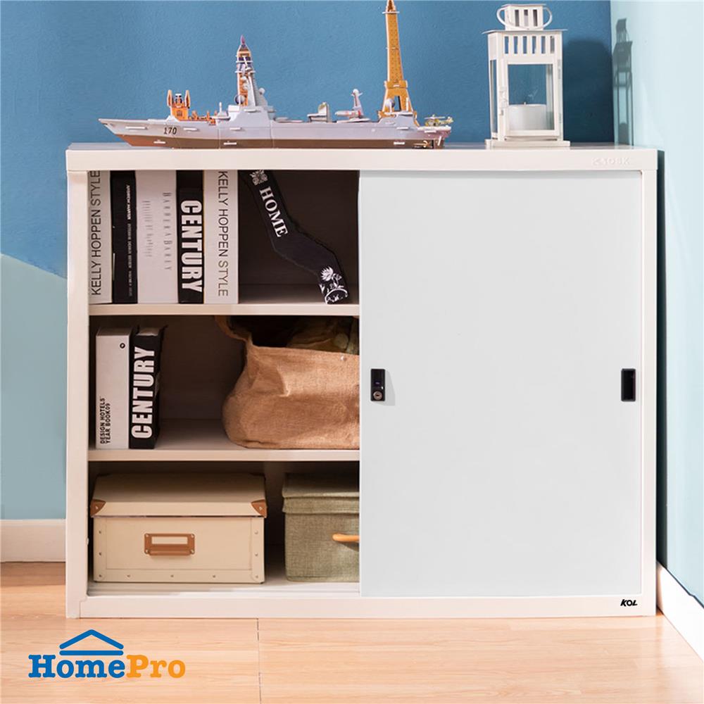 ตู้เหล็กบานเลื่อนทึบ KOL KOD-4 DG สีขาว