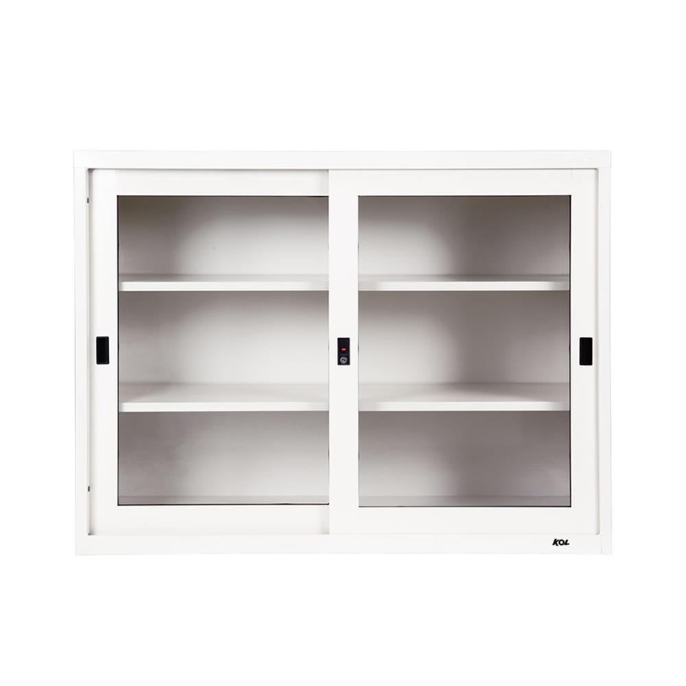 ตู้เหล็กบานเลื่อนกระจก KOL KGD-4 DG สีขาว