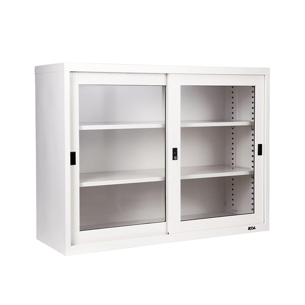 ตู้เหล็กบานเลื่อนกระจก KOL KGD-4 DG สีขาว