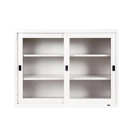 ตู้เหล็กบานเลื่อนกระจก KOL KGD-4 DG สีขาว_0