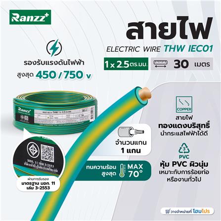 สายไฟ THW IEC01 RANZZ 1x2.5 ตร.มม. 30 ม. สีเขียว/เหลือง_4
