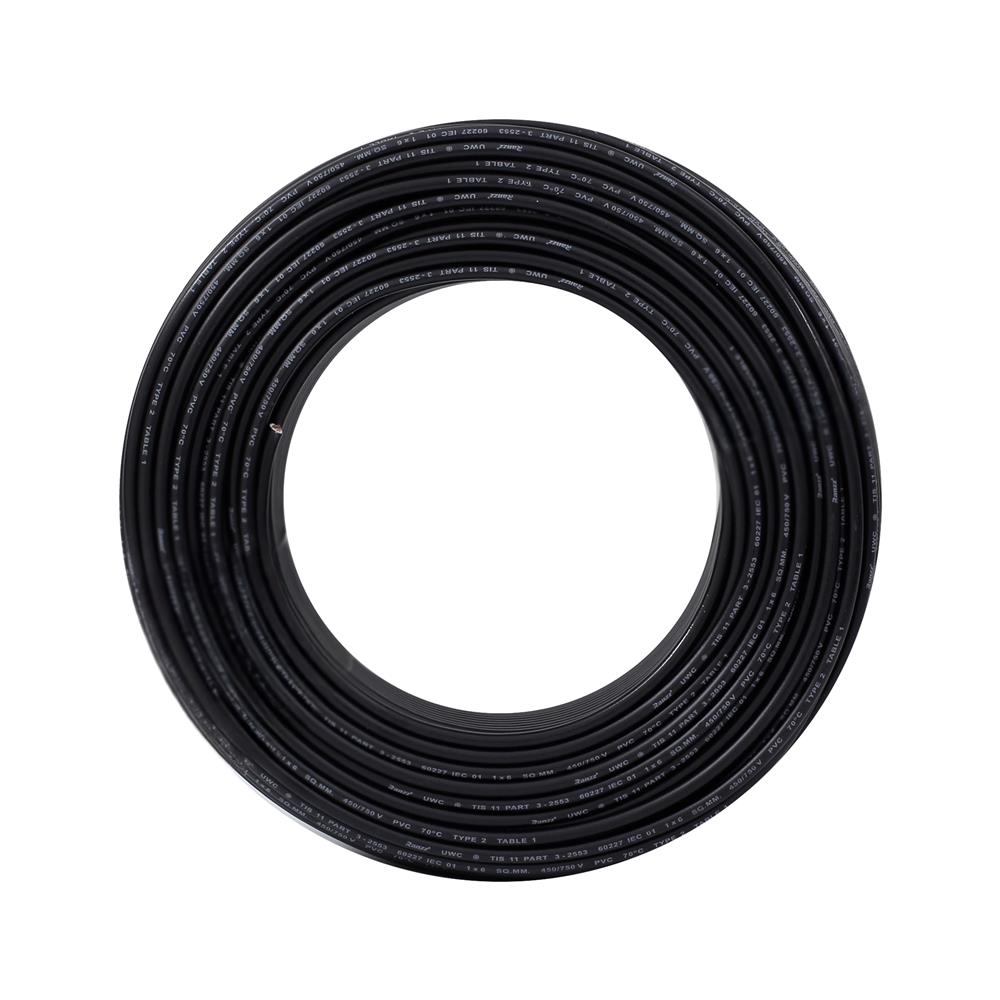 สายไฟ THW IEC01 RANZZ 1x6 ตร.มม. 100 ม. สีดำ