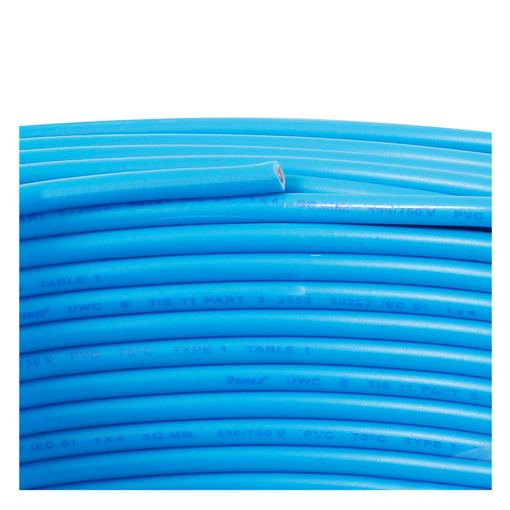 สายไฟ THW IEC01 RANZZ 1x4 ตร.มม. 100 ม. สีฟ้า