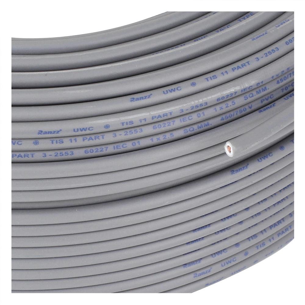 สายไฟ THW IEC01 RANZZ 1x2.5 ตร.มม. 100 ม. สีเทา
