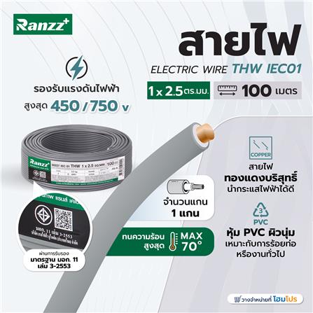 สายไฟ THW IEC01 RANZZ 1x2.5 ตร.มม. 100 ม. สีเทา_3