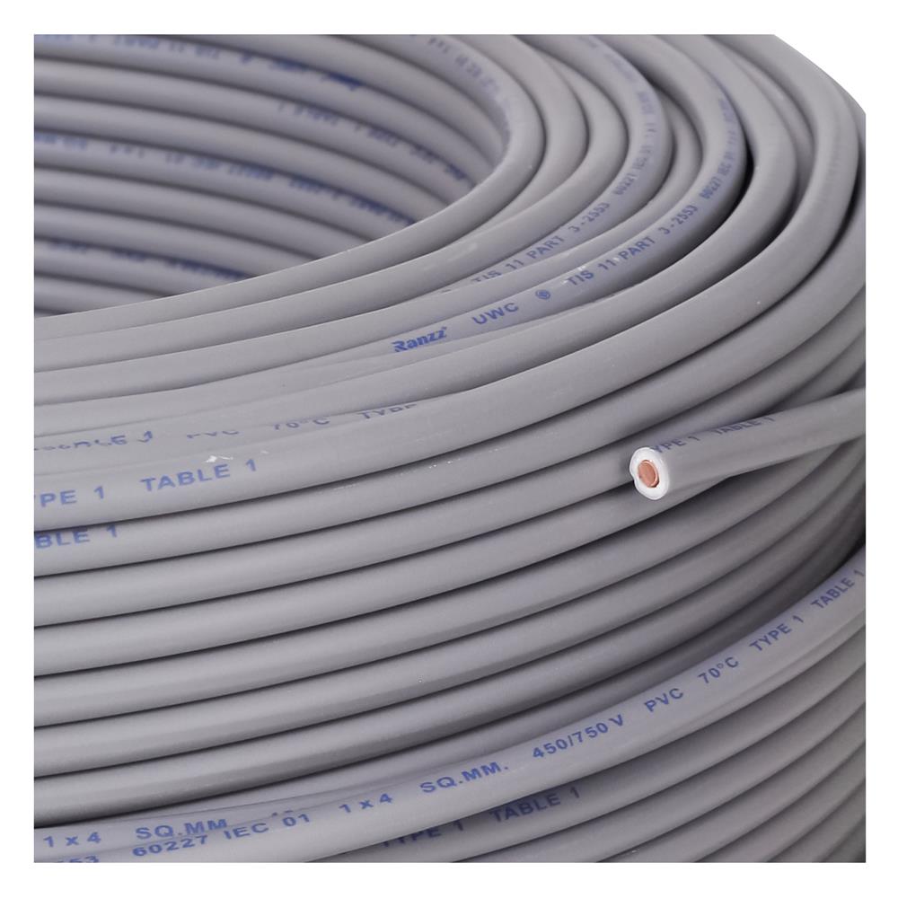 สายไฟ THW IEC01 RANZZ 1x4 ตร.มม. 100 ม. สีเทา