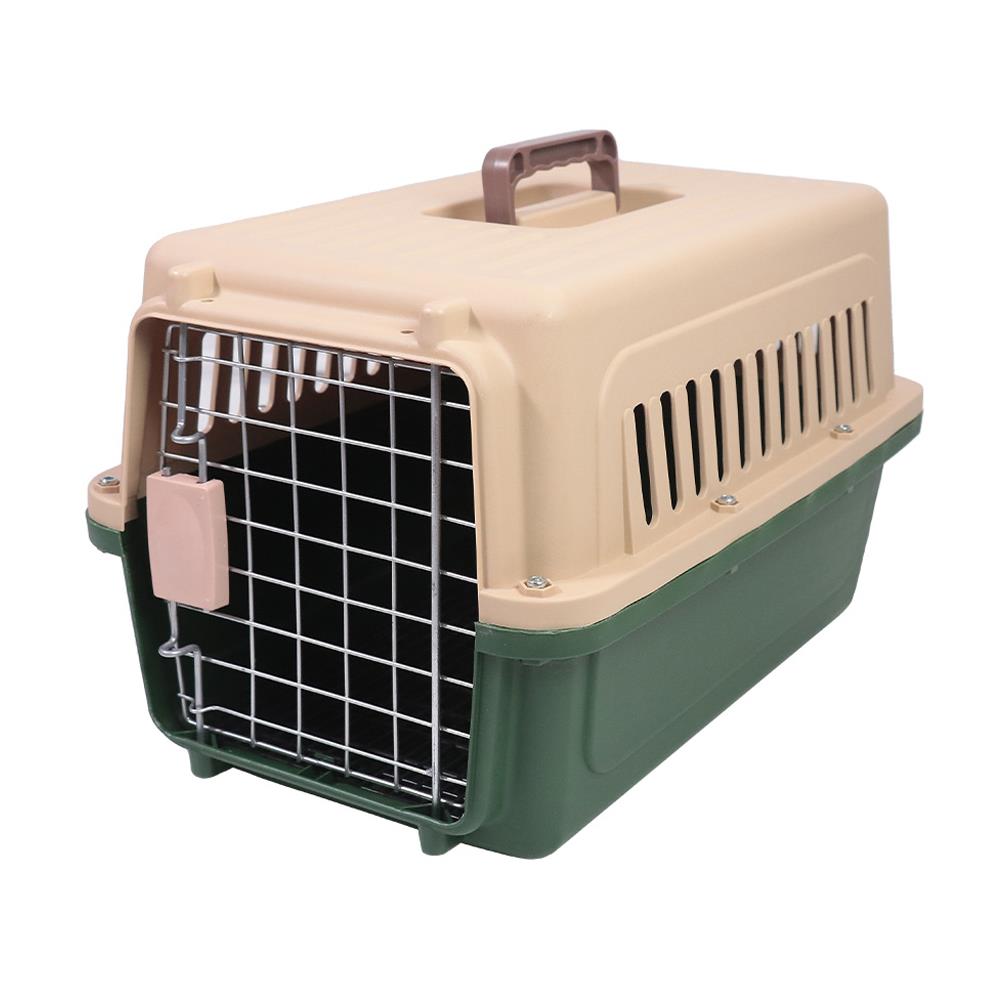 กรงสัตว์เลี้ยงพกพา PETUS 58 ซม. สีกาแฟเขียว