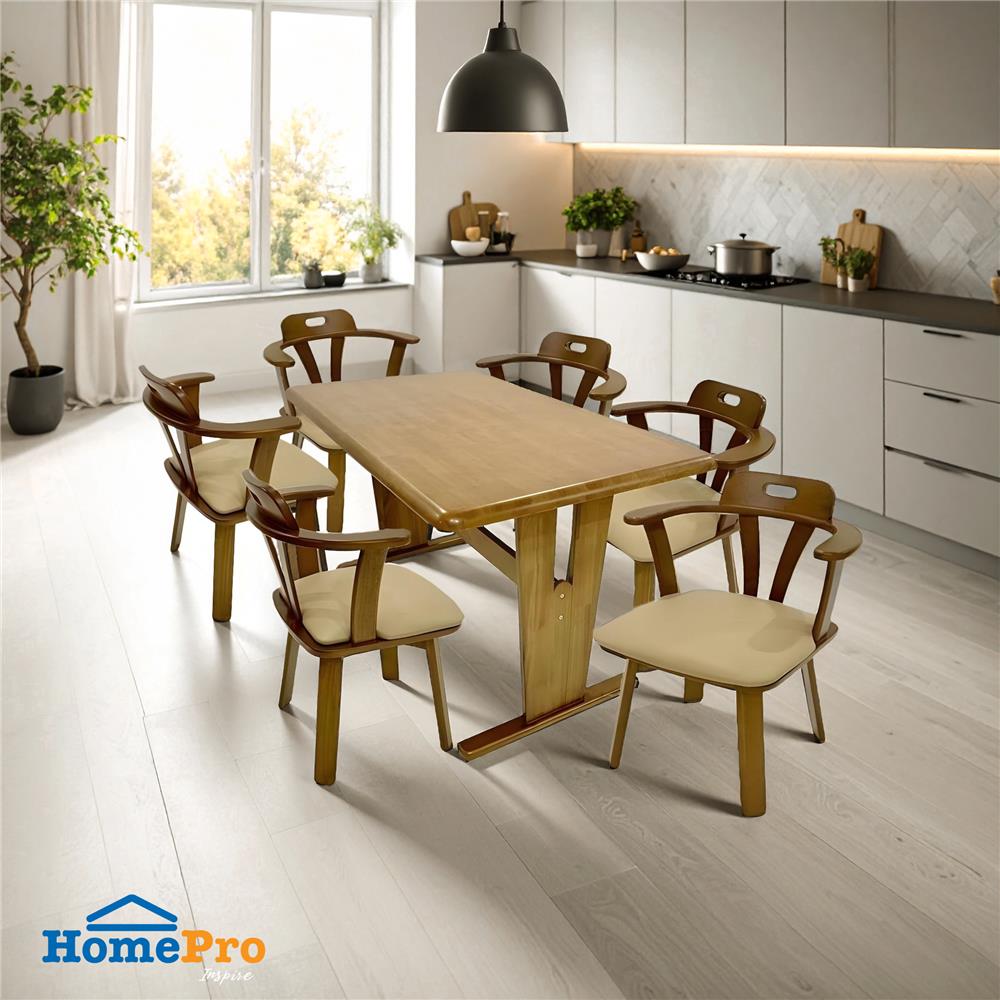 โต๊ะอาหาร 6 ที่นั่ง FURDINI TIME 150 ซม. สีน้ำตาล