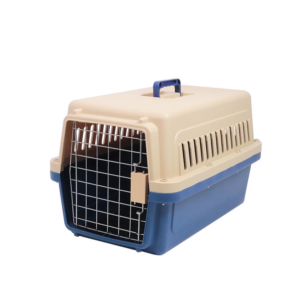 กรงสัตว์เลี้ยงพกพา PETUS 48 ซม. สีกาแฟน้ำเงิน