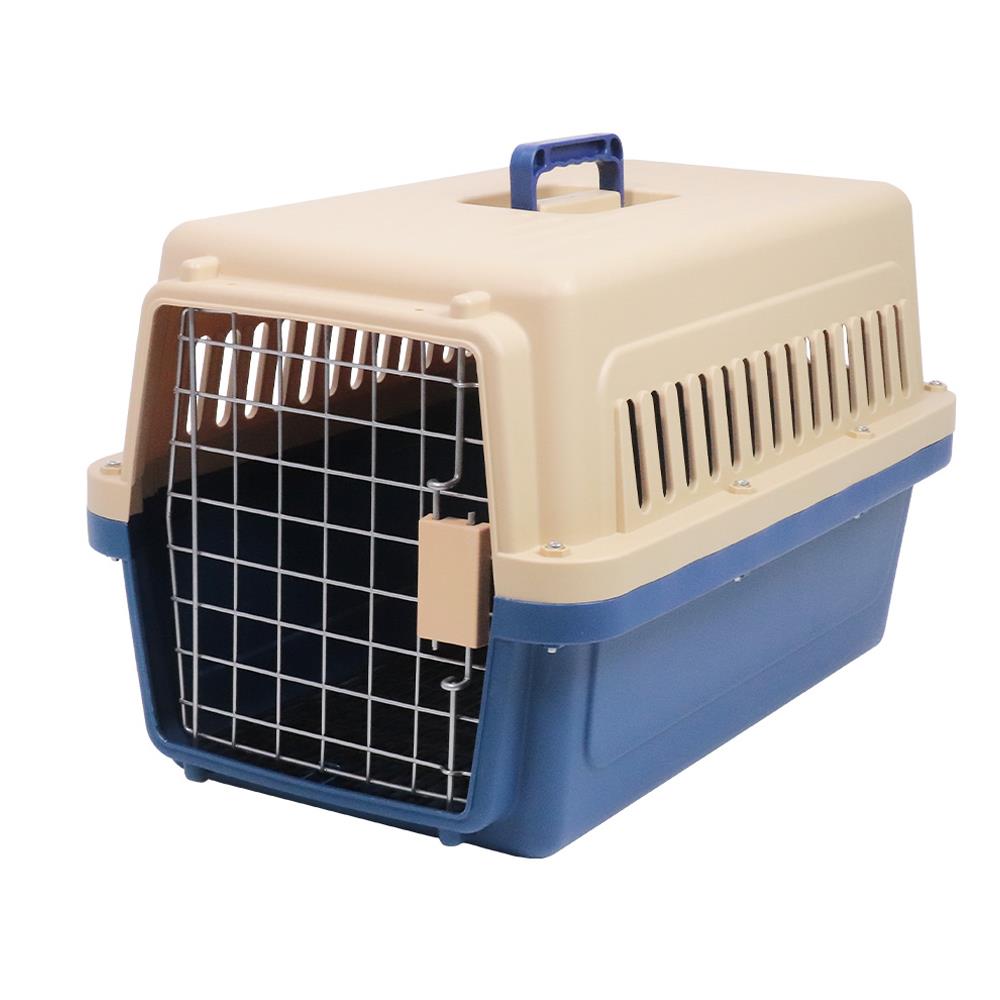 กรงสัตว์เลี้ยงพกพา PETUS 58 ซม. สีกาแฟน้ำเงิน