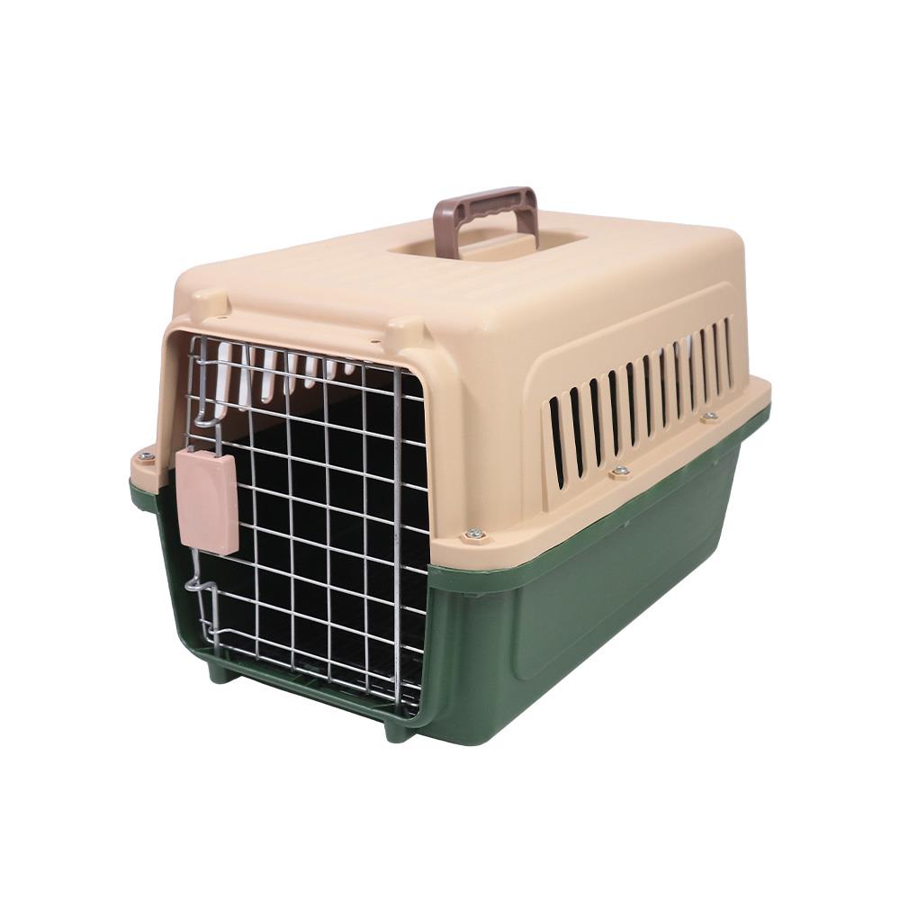 กรงสัตว์เลี้ยงพกพา PETUS 48 ซม. สีกาแฟเขียว
