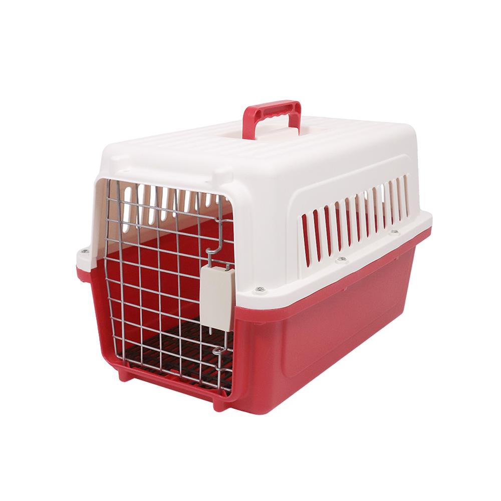 กรงสัตว์เลี้ยงพกพา PETUS 48 ซม. สีขาวแดง