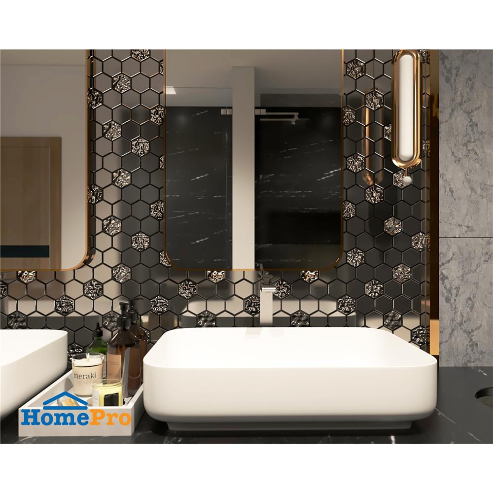 โมเสคแก้ว 31.5x29.8 ซม. GLASCERA ลอฟท์ตี้ ซิลเวอร์