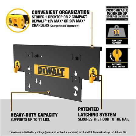 ที่เก็บแท่นชาร์จแบบติดราง DEWALT DWST82821 สีเหลือง/ดำ_7