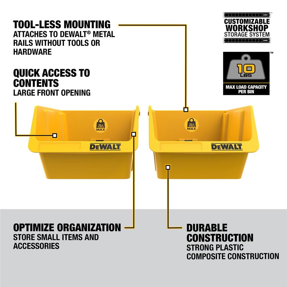 ถาดวางเครื่องมือพลาสติก DEWALT DWST82813 สีเหลือง/ดำ (ชุด 2 ชิ้น)
