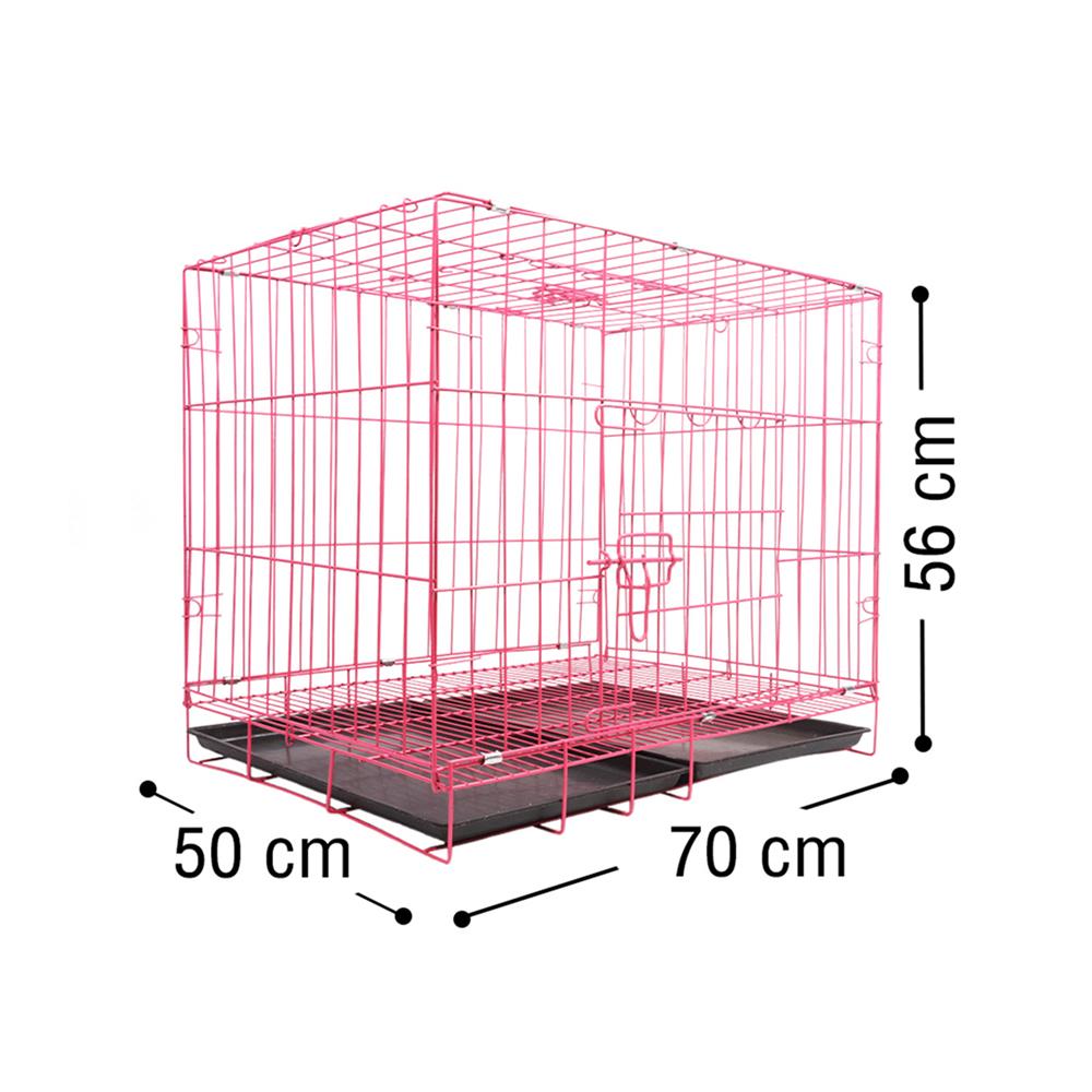 กรงสัตว์เลี้ยงพับได้ PETUS 70X50 ซม. สีชมพู