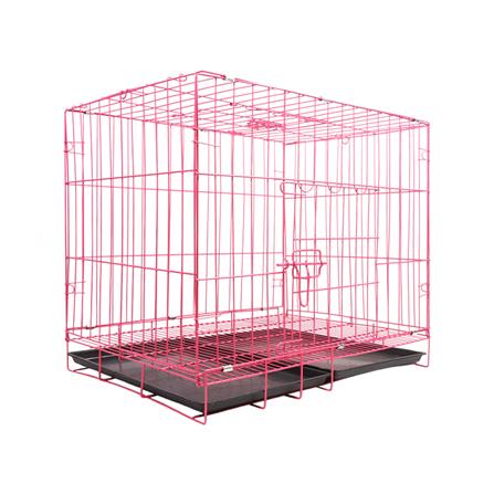 กรงสัตว์เลี้ยงพับได้ PETUS 70X50 ซม. สีชมพู_0