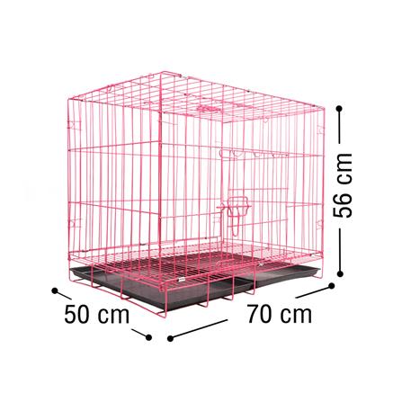 กรงสัตว์เลี้ยงพับได้ PETUS 70X50 ซม. สีชมพู_3