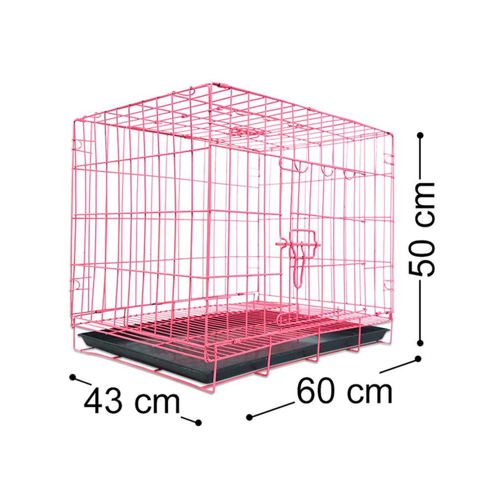 กรงสัตว์เลี้ยงพับได้ PETUS 60X43 ซม. สีชมพู