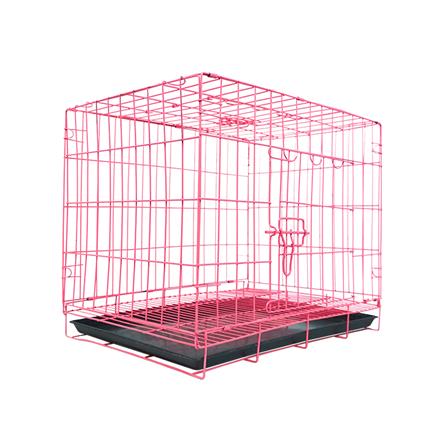 กรงสัตว์เลี้ยงพับได้ PETUS 60X43 ซม. สีชมพู_0
