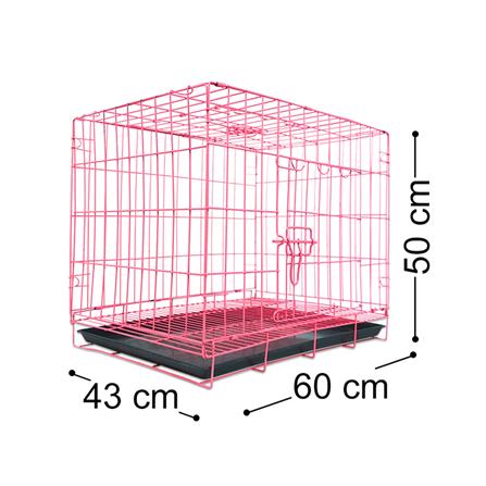 กรงสัตว์เลี้ยงพับได้ PETUS 60X43 ซม. สีชมพู_3