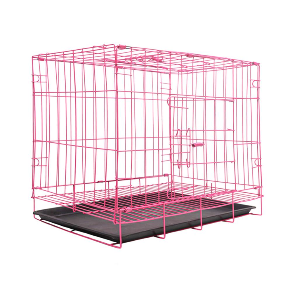 กรงสัตว์เลี้ยงพับได้ PETUS 50X34 ซม. สีชมพู