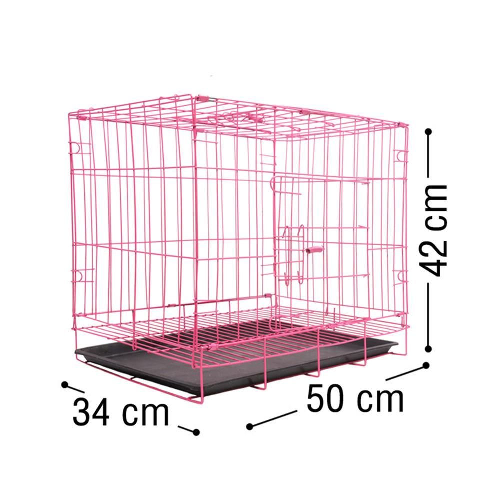 กรงสัตว์เลี้ยงพับได้ PETUS 50X34 ซม. สีชมพู