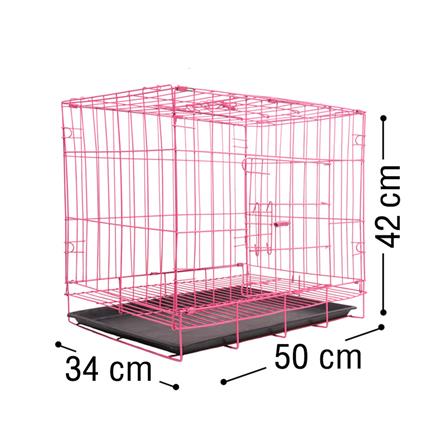 กรงสัตว์เลี้ยงพับได้ PETUS 50X34 ซม. สีชมพู_3