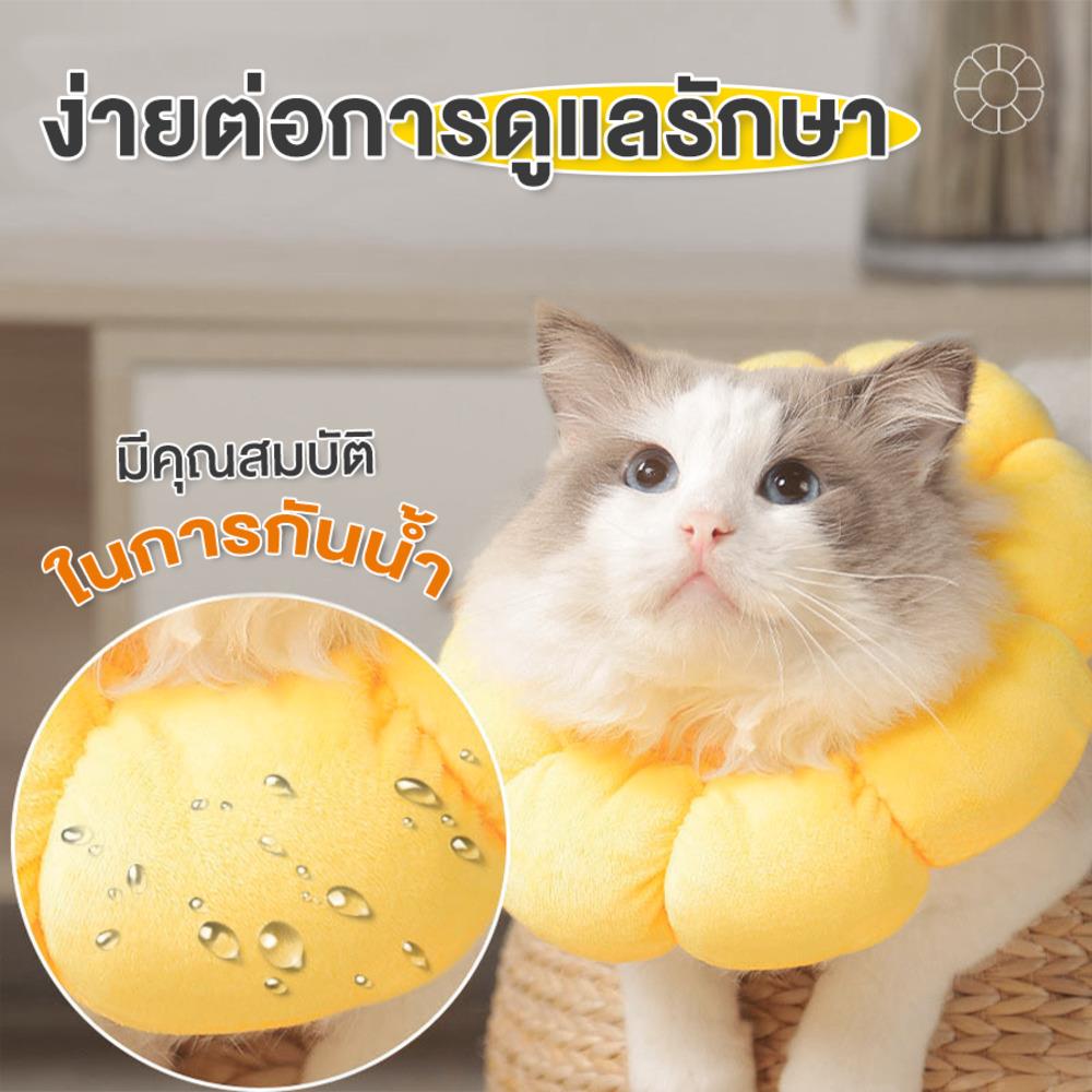 ปลอกคอสัตว์เลี้ยงกันเลีย PETUS รูปทานตะวัน ไซซ์ XS สีเหลือง