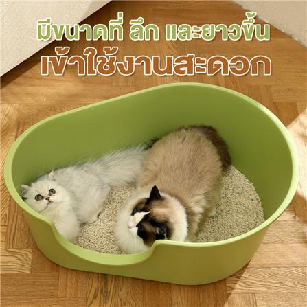 กระบะทรายแมว PETUS ทรงรีเล็ก สีเขียว_2