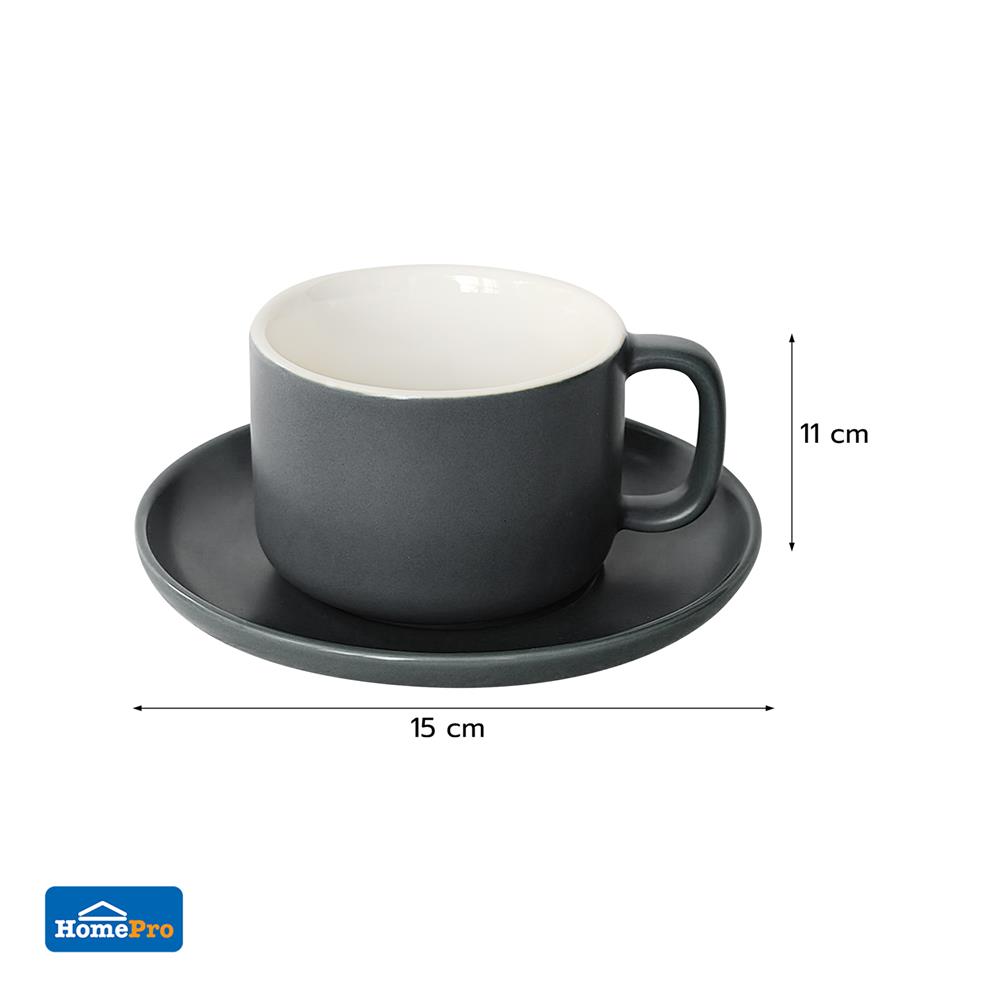 ชุดกาแฟ PORCELAIN 245 มล. KECH TWO TONE สีเทา