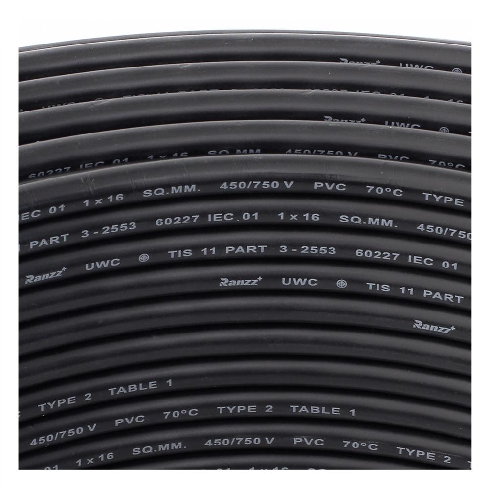 สายไฟ THW IEC01 RANZZ 1x16 ตร.มม. 100 ม. สีดำ