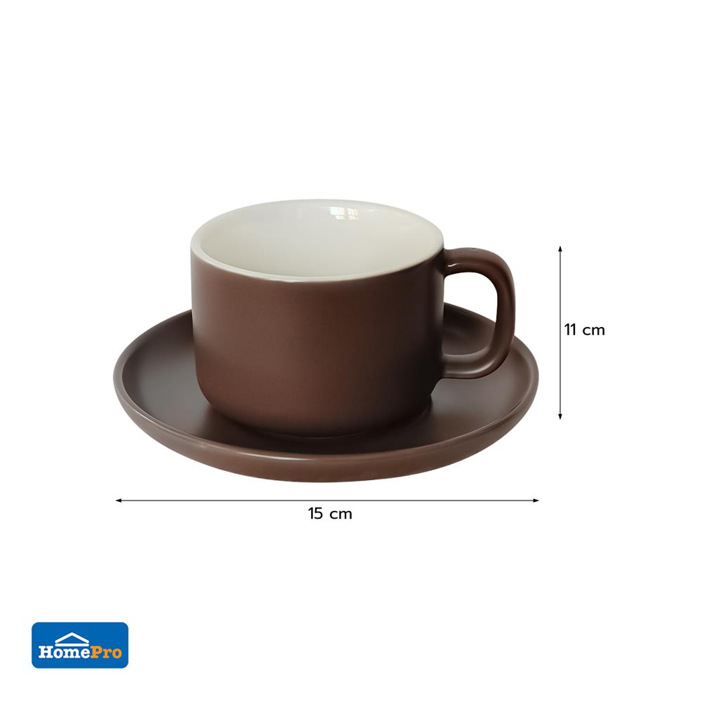 ชุดกาแฟ PORCELAIN 245 มล. KECH TWO TONE สีน้ำตาล